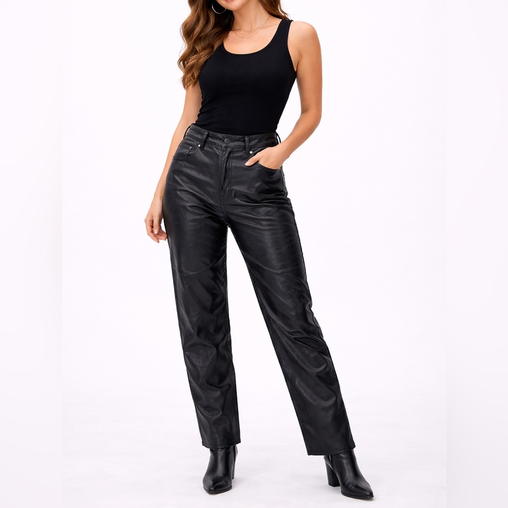 Genuine biker Black‎ Leather Pants 6